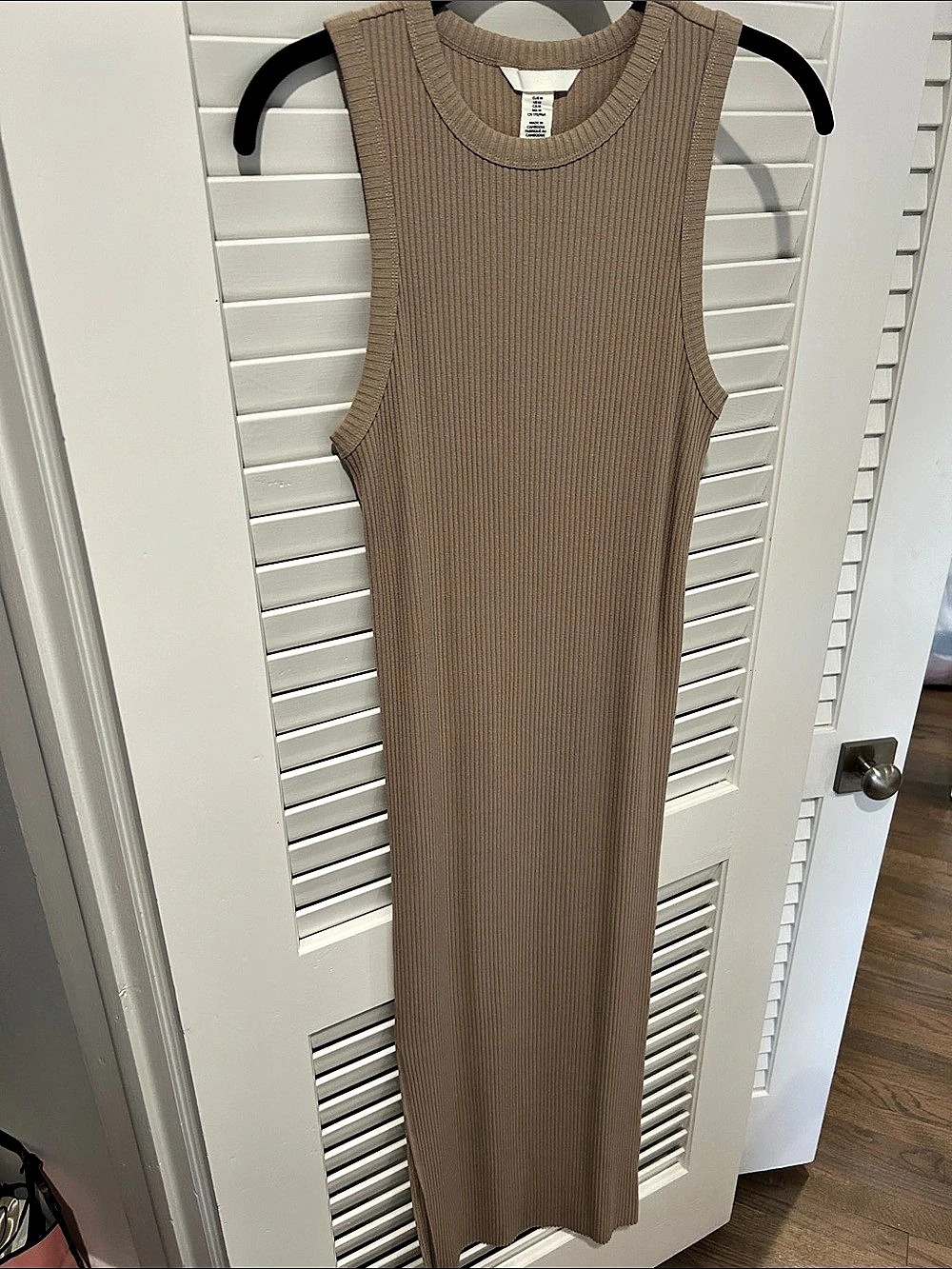 H&Medium Rib-Knit Dress Ribbed Maxi Dress Brown Medium